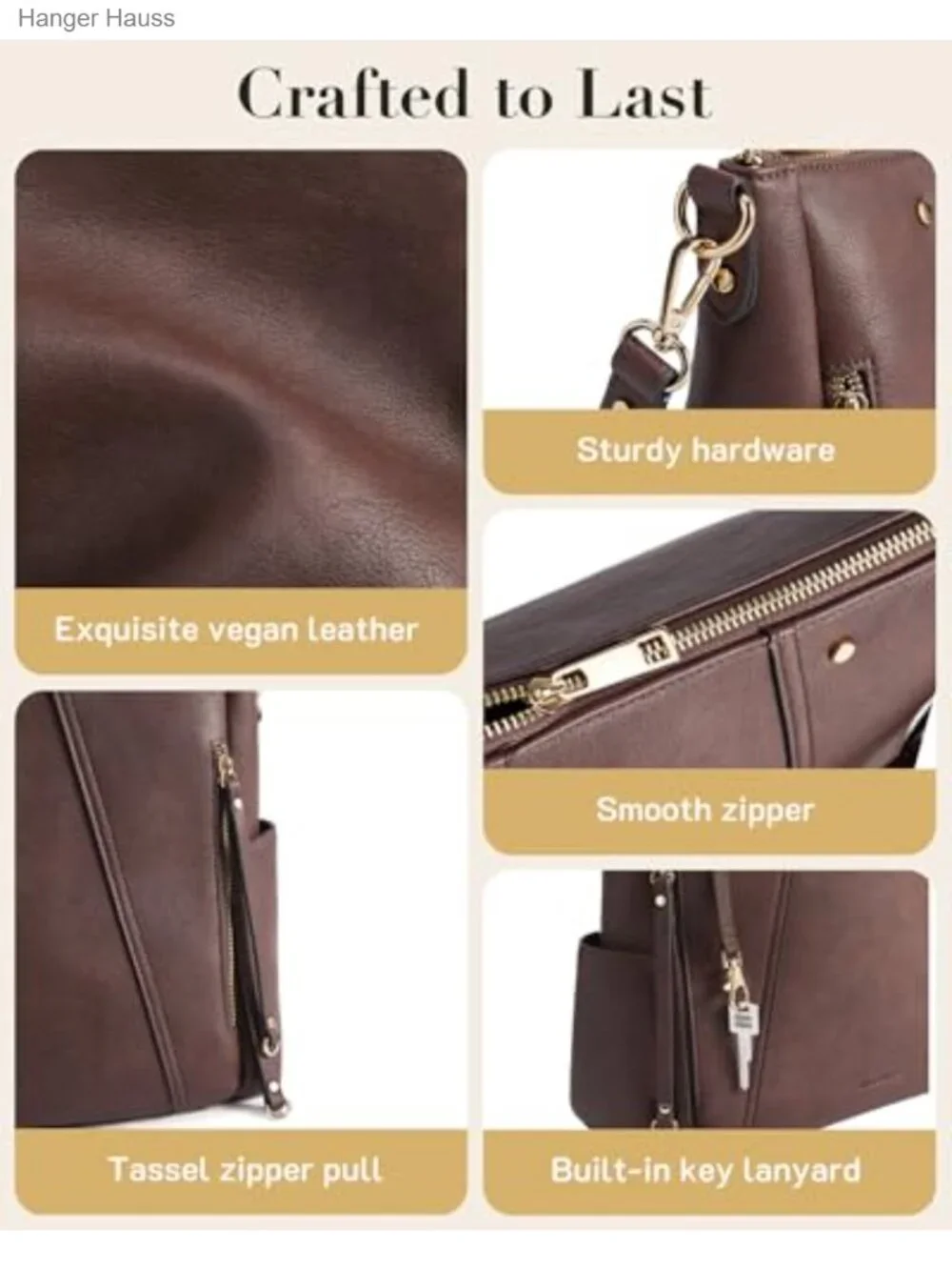Missnine Faux Leather Hobo Bag Crossbody Purse Shoulder Handbag